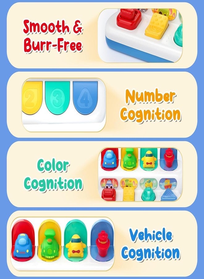 BeFunky Pop Up Baby Toy 6 7 8 9 10 11 12 Months Montessori Toy Baby 1 Year Toy Early Development Cause and Effect Learning Toy Motor Skills Toy Interactive Toy Baby Gift (Vehicles) - Image 3